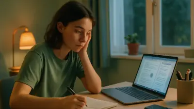 Siswa Gen Z belajar dengan laptop dan ponsel menggambarkan gaya belajar digital dan dampaknya pada kesehatan mental siswa