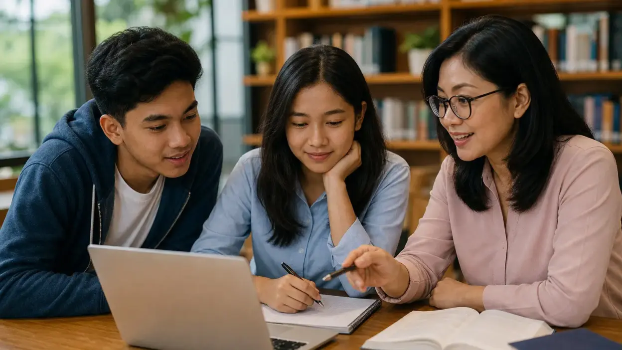 Remaja belajar mandiri di rumah dengan laptop dan gawai, menata gaya belajar di era AI