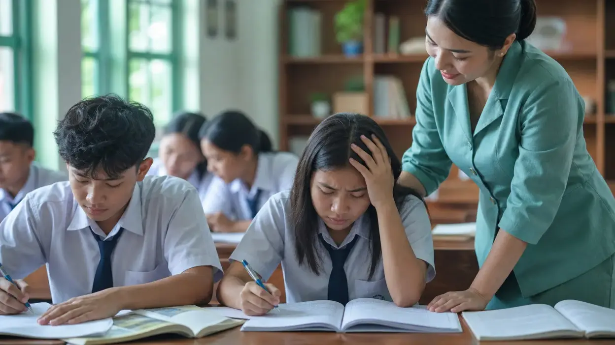 Guru membantu siswa SMP dan SMA mengelola emosi dan membangun ketangguhan belajar dengan pendekatan psikologi pendidikan di kelas
